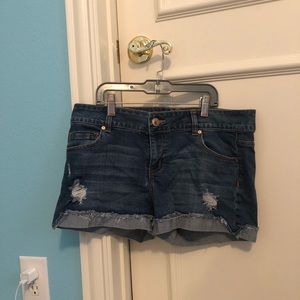 Ripped jean shorts